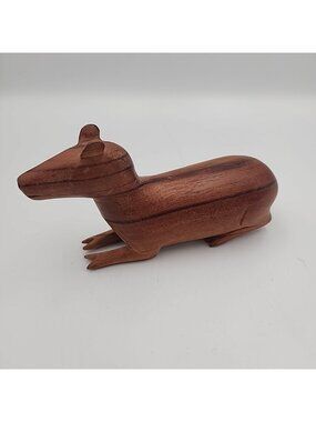 Vintage Carved Mouse Wood Rat Figure 5 Inches Long